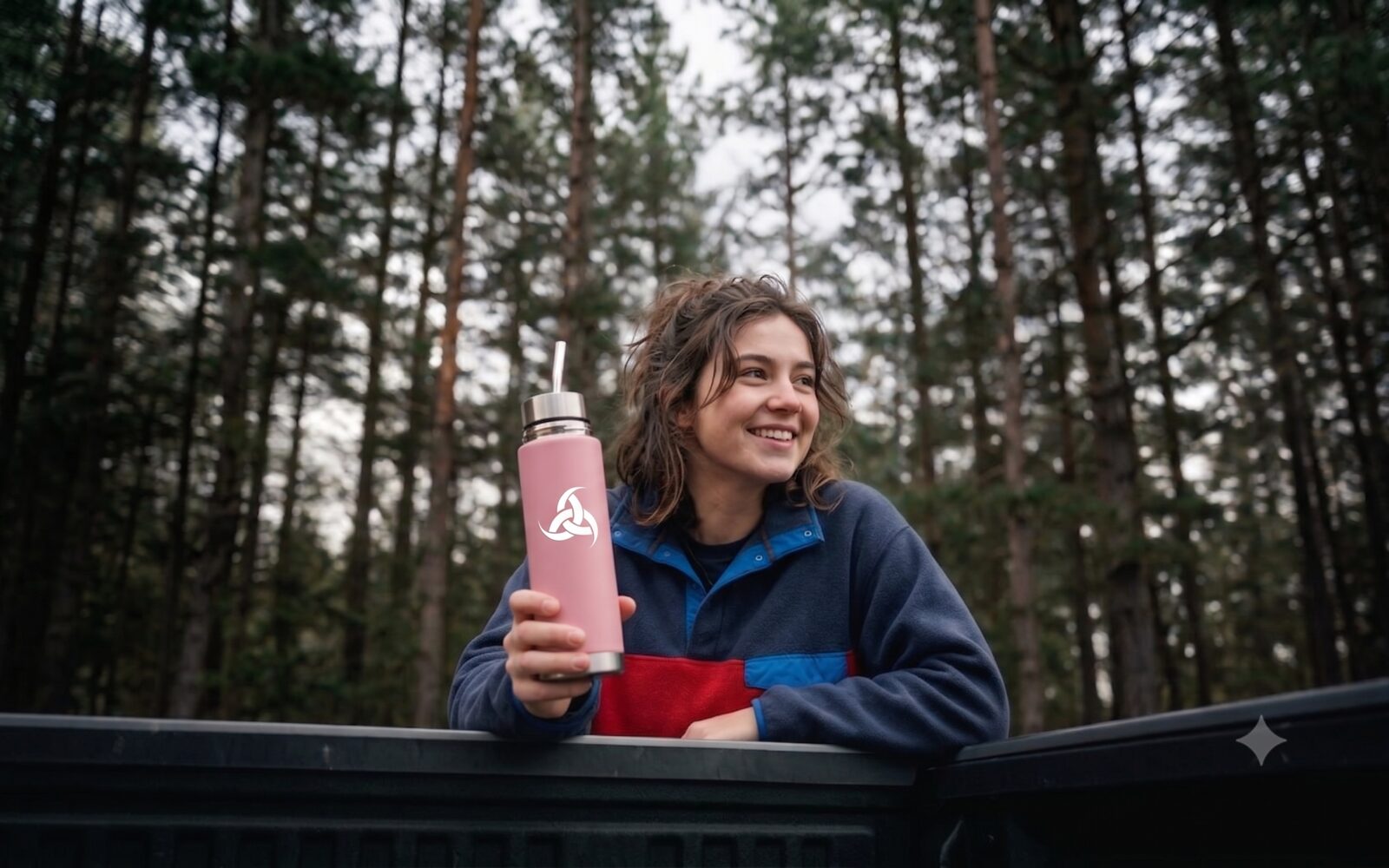 Persona en el bosque con termo VALKÖR